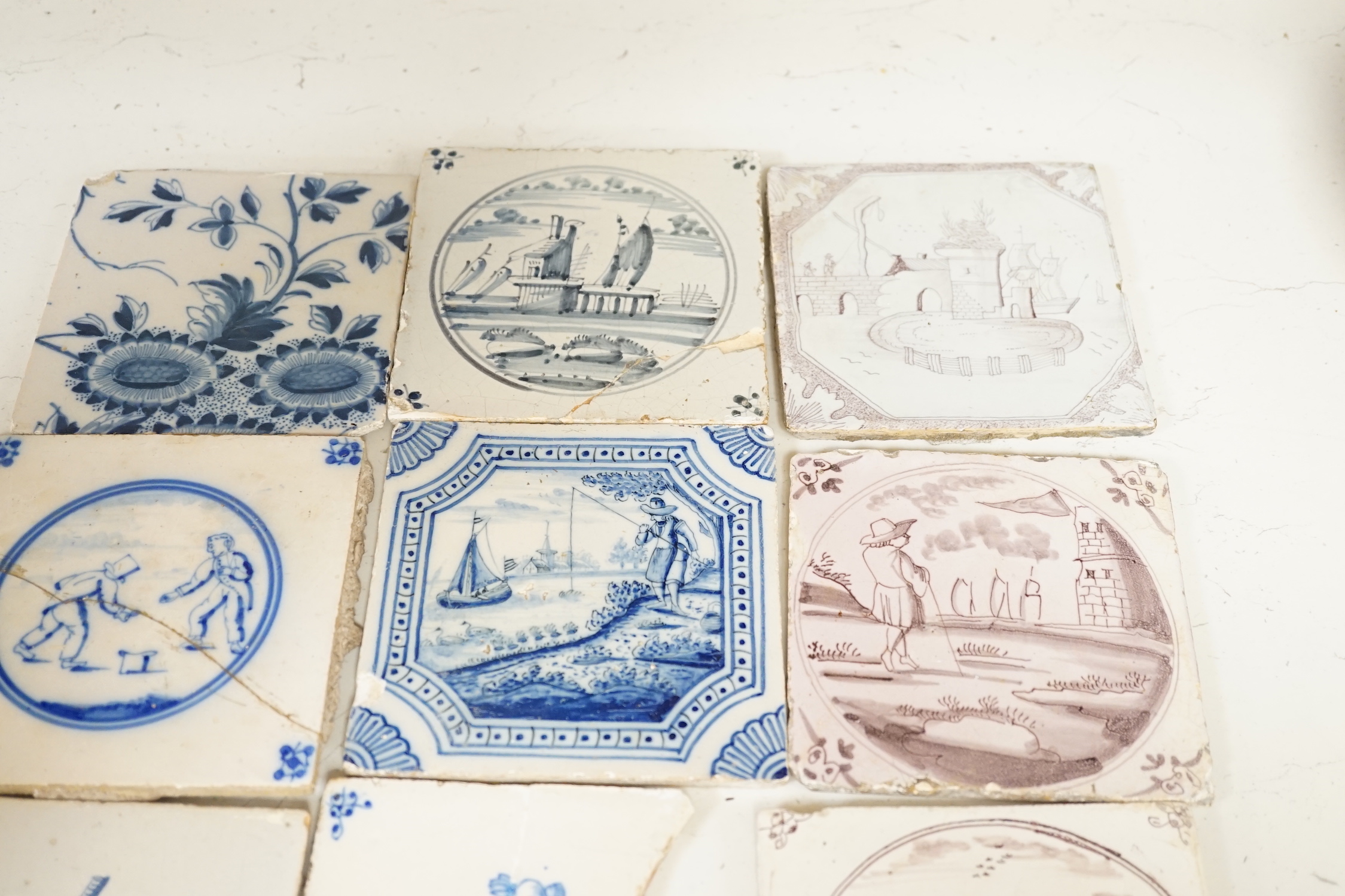 A collection of 18th and 19th century Delft tiles